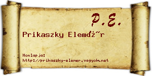 Prikaszky Elemér névjegykártya